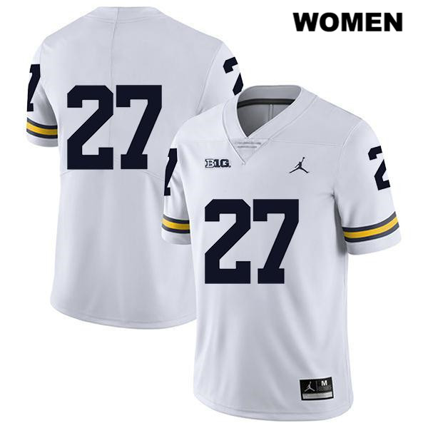 Women's NCAA Michigan Wolverines Hunter Reynolds #27 No Name White Jordan Brand Authentic Stitched Legend Football College Jersey JN25J33GS